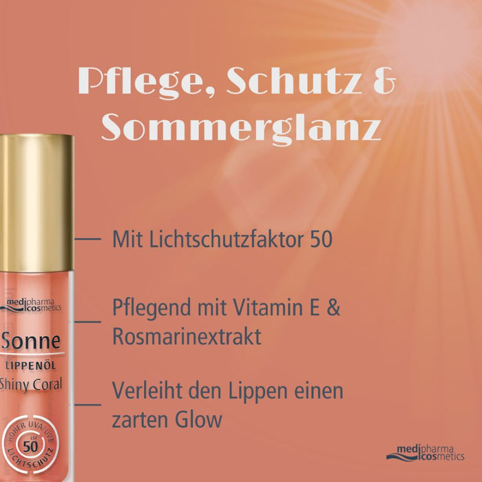 medipharma cosmetics Sonne Lippenöl Shiny Coral, 4 ml Oil
