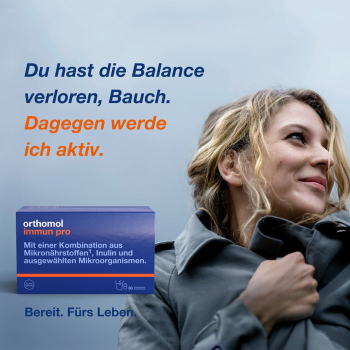 Orthomol Immun pro - Nahrungsergänzungsmittel mit Mikronährstoffen, Inulin und ausgewählten Mikroorganismen - Granulat/Kapsel, 30 St. Tagesportionen