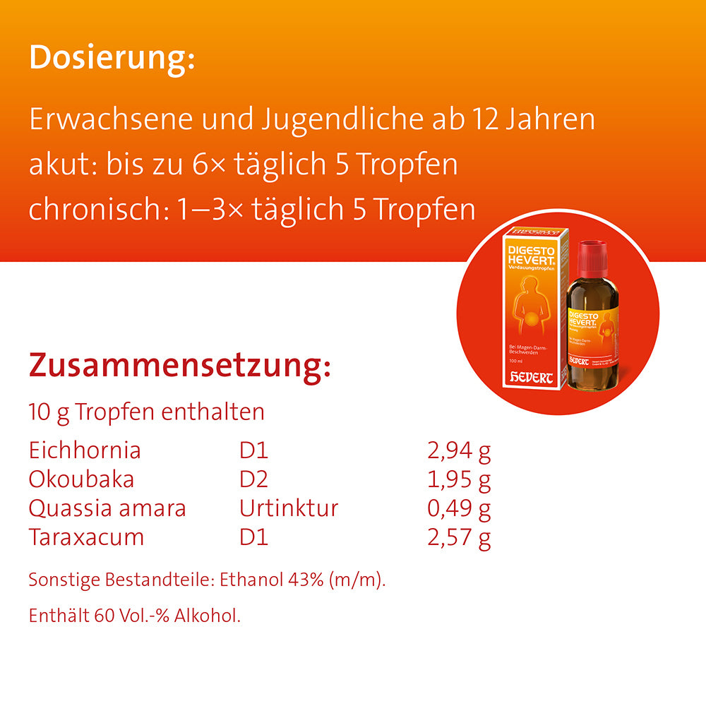 Digesto Hevert Verdauungstropfen bei Magen-Darm-Beschwerden, 30 ml Lösung