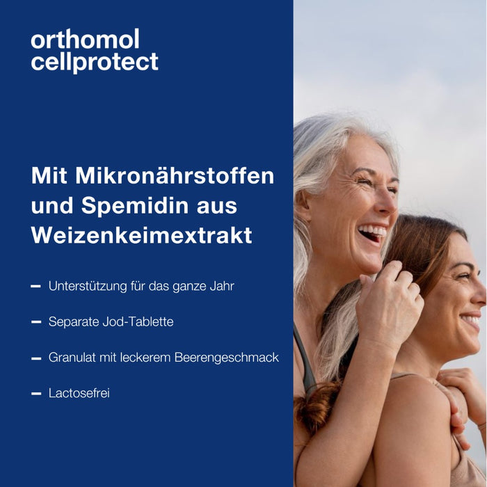 Orthomol Cellprotect - für das Wohlbefinden bis ins hohe Alter - mit Spermidin, Coenzym Q10 und Polyphenole - Granulat/Tabletten/Kapsel, 30 g Tagesportionen