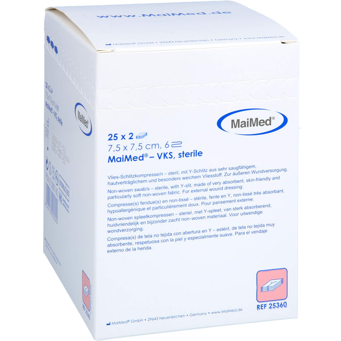 Vlies-Schlitzkompressen 7,5x7,5cm 6-fach steril, 50 pcs. Compresses