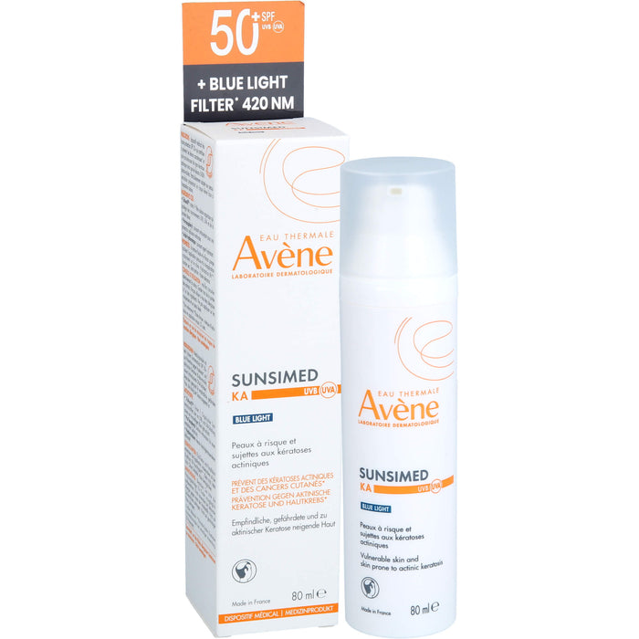 Avène Sunsimed LSF 50+ Eau Thermale KA Sonnenschutz für empfindliche, gefährdete und zu aktinischer Keratose neigende Haut, 80 ml Solution