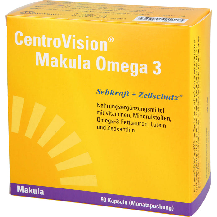 CentroVision Makula Omega 3 Kapseln für Sehkraft und Zellschutz, 90 pcs. Capsules