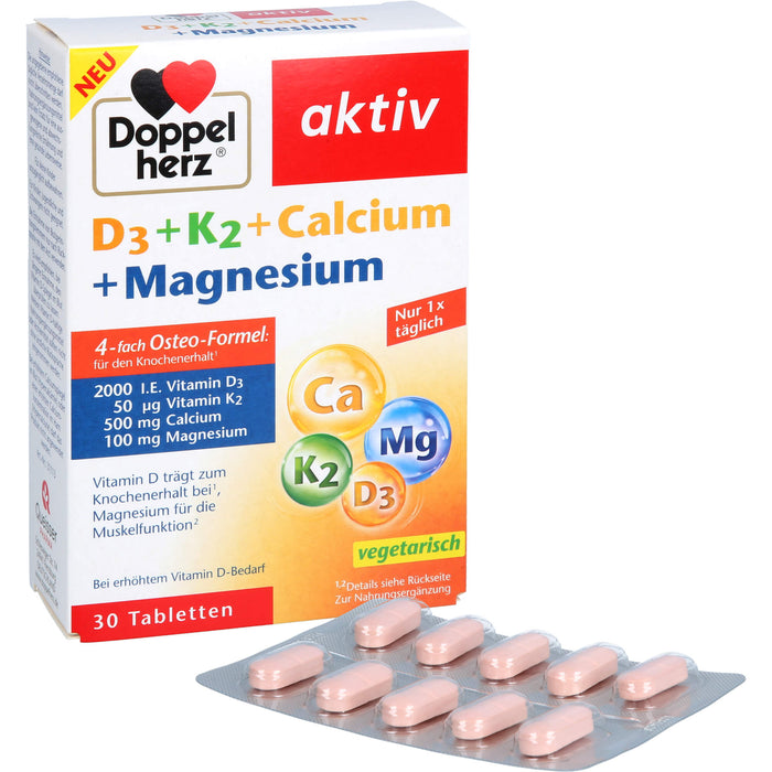 Doppelherz D3 + K2 + Calcium + Magnesium, 30 St TAB