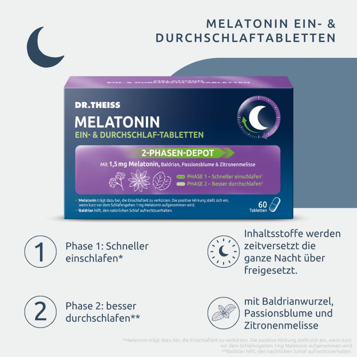 DR. THEISS Melatonin Ein-& Durchschlaf-Tabletten, 60 pcs. Tablets