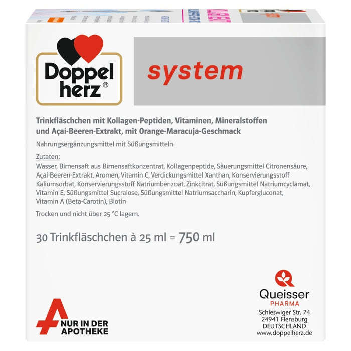 Doppelherz system Kollagen Beauty Lösung mit Orange-Maracuja-Geschmack, 29.6 St. Trinkfläschchen