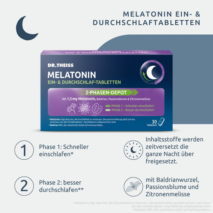 DR. THEISS Melatonin Ein- & Durchschlaf-Tabletten, 30 St., 30 pc Tablettes