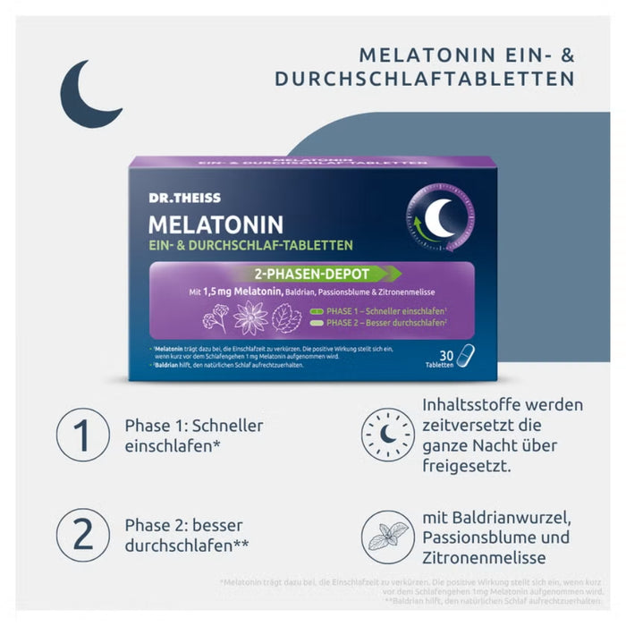 DR. THEISS Melatonin Ein- & Durchschlaf-Tabletten, 30 St., 30 pc Tablettes