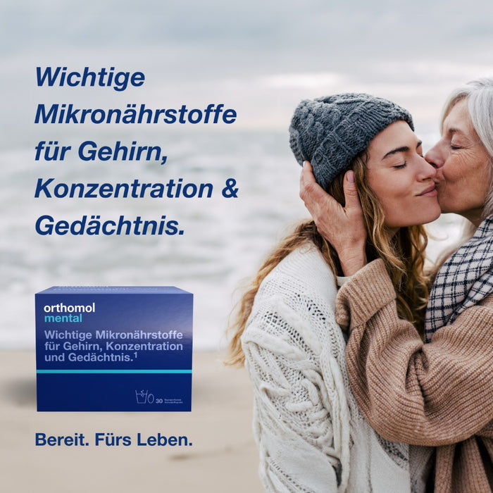 Orthomol Mental - für Gehirn, Konzentration und Gedächtnis - mit Pantothensäure und Omega-3-Fettsäuren - Granulat/Kapseln, 30 St. Tagesportionen