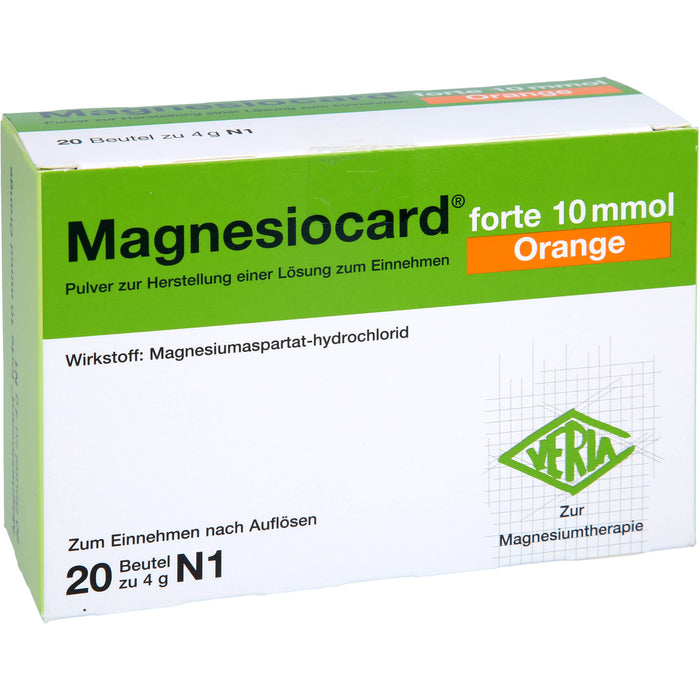Magnesiocard forte 10 mmol Orange Pulver zur Magnesiumtherapie, 20 pc Sachets
