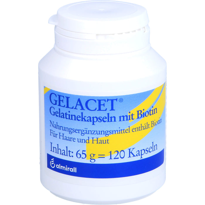 GELACET Gelatinekapseln mit Biotin für Haare und Haut, 120 pc Capsules