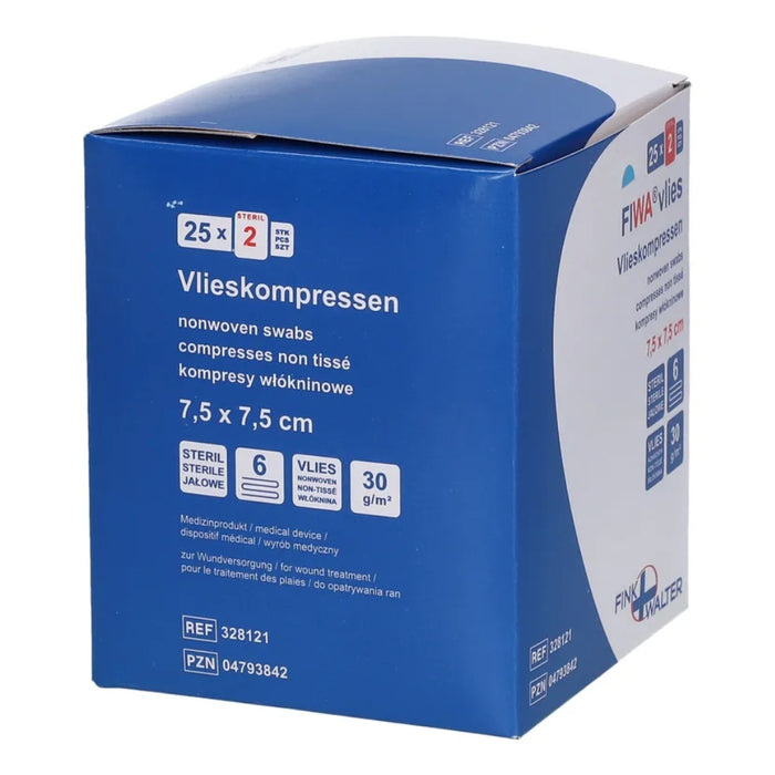 FIWA Vlieskompressen 7,5  x 7,5 cm steril, 50 pcs. Compresses