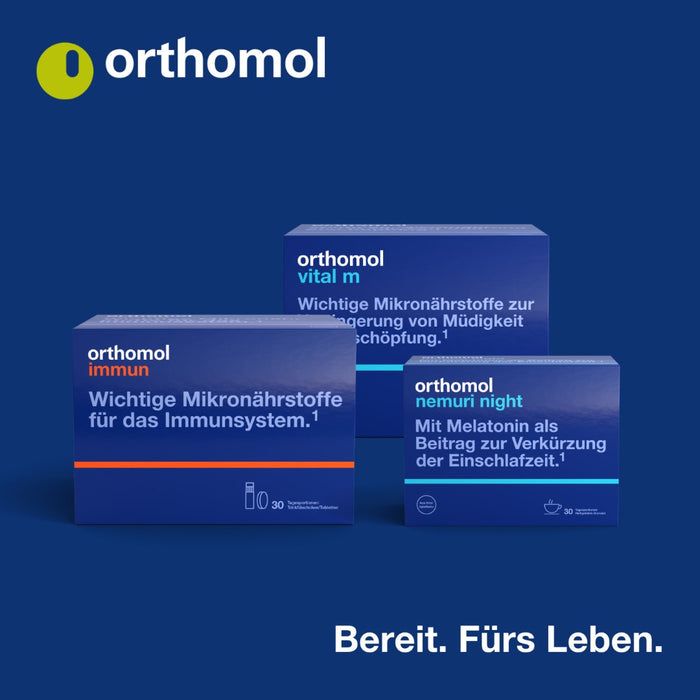 Orthomol Vital f für Frauen - bei Müdigkeit - mit B-Vitaminen, Omega-3-Fettsäuren, Magnesium - Grapefruit-Geschmack - Granulat/Tabletten/Kapseln, 30 St. Tagesportionen