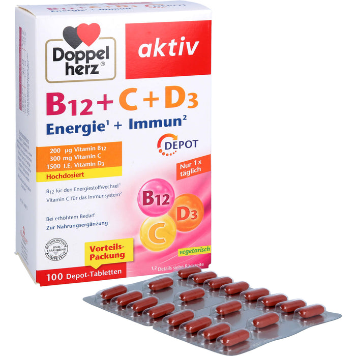 Doppelherz B12 + C + D3 Depot aktiv, 100 St TAB