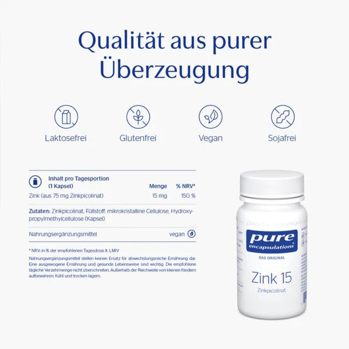 Pure Encapsulations Zink 15 Zinkpicolinat Kapseln, 30 pc Capsules
