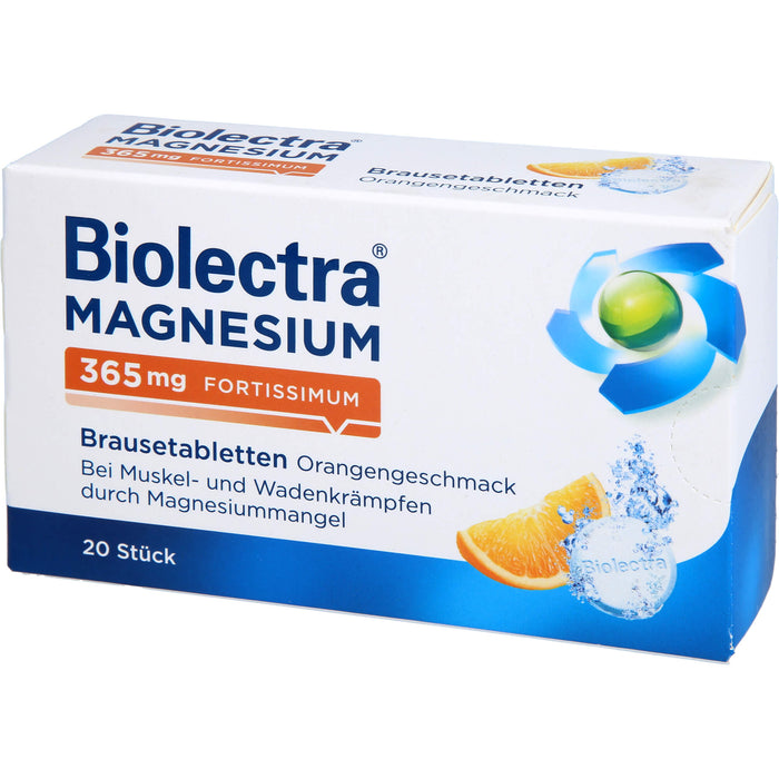 Biolectra Magnesium 365 mg fortissimum Brausetabletten mit Orangengeschmack, 20 pc Tablettes