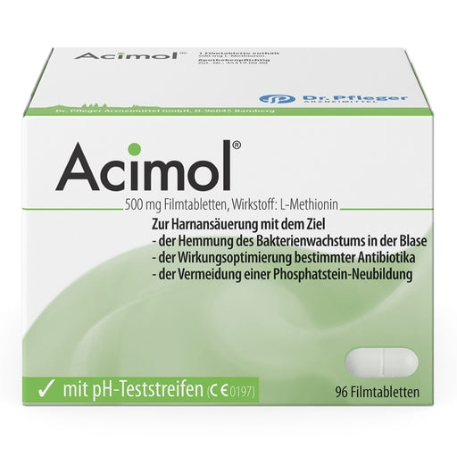 Acimol 500 mg Filmtabletten mit pH-Teststreifen zur Harnansäuerung mit L-Methionin, 96 St. Tabletten