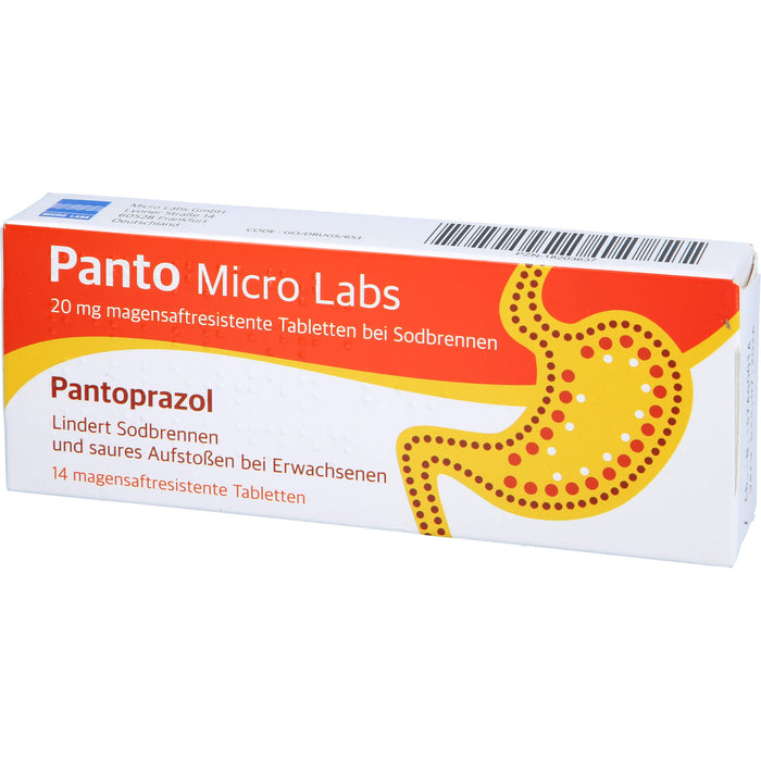 Panto Micro Labs 20 mg Pantoprazol Tabletten bei Sodbrennen, 14 St. Tabletten