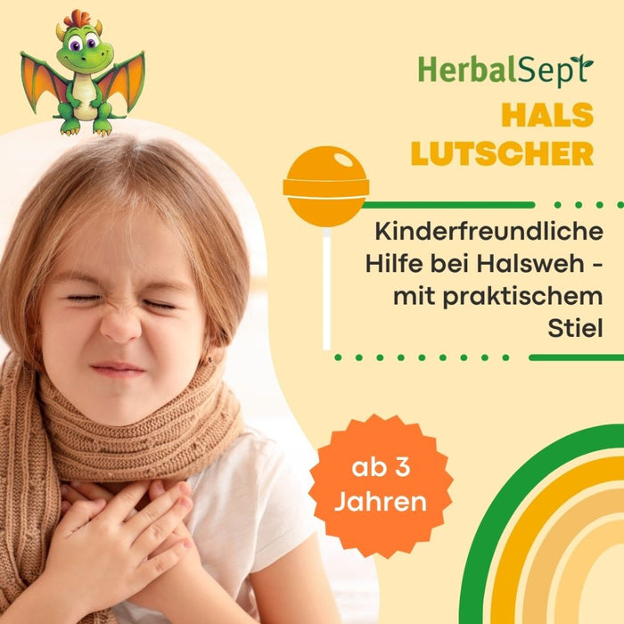 Dr. Theiss HerbalSept Hals Lutscher Kids bei Halsschmerzen und Heiserkeit, 6 pcs. Lollipop