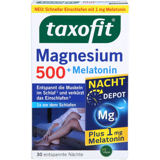 Taxofit Magnesium 500 Nacht + Melatonin Tabletten, 30 St. Tabletten