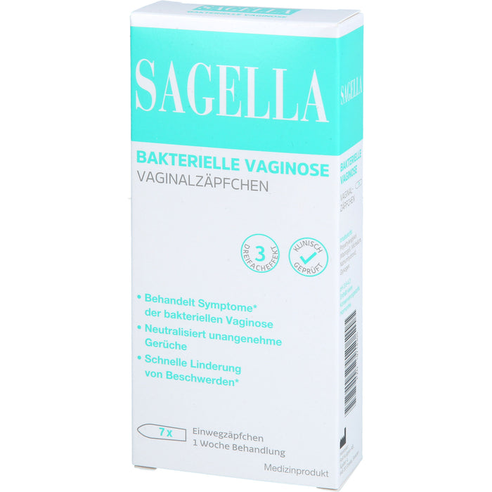 Sagella Vaginalovula mit Milchsäure, Thymian- und Salbei-Extrakten zur natürlichen Regeneration der Vaginalflora bei bakterieller Vaginose, 7 pc Suppositoires