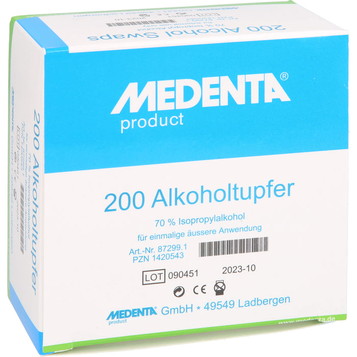 Alkoholtupfer 70% Isoprop Alkohol 872990, 200 pc Écouvillon