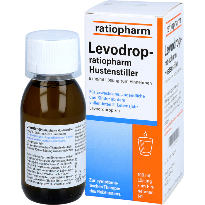 Levodrop-ratiopharm Hustenstiller hilft schnell gegen Reizhusten, 100 ml Solution