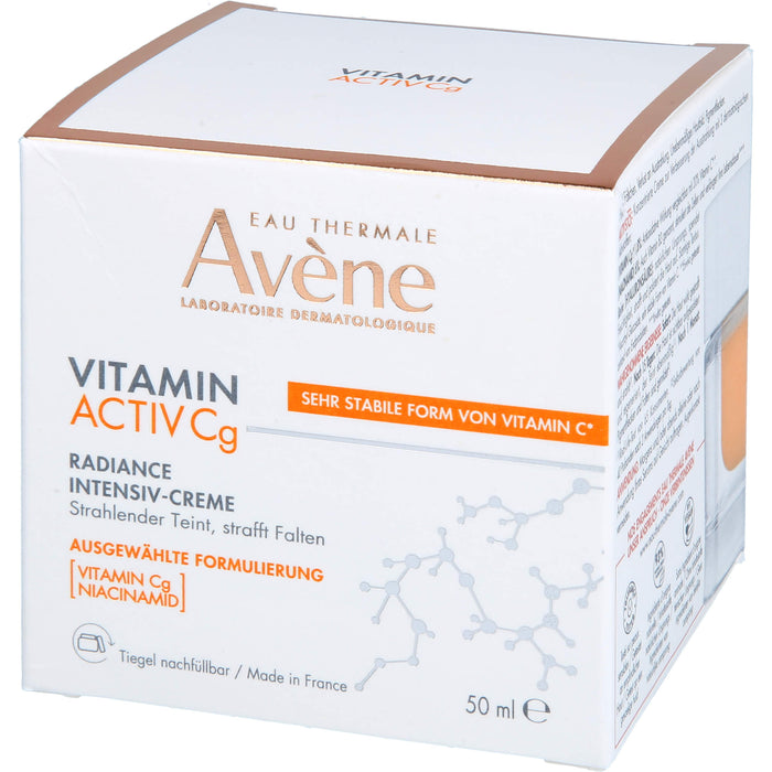 Avène Eau Thermale Vitamin Activ Cg Radiance Intensiv-Creme mildert Falten, steigert die Ausstrahlung der Haut und reduziert Pigmentflecken, 50 ml Creme