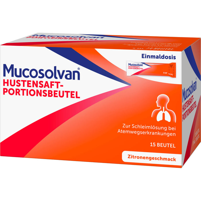 Mucosolvan Hustensaft 30 mg/5 ml zur Schleimlösung mit Zitronengeschmack, 15 pcs. Sachets