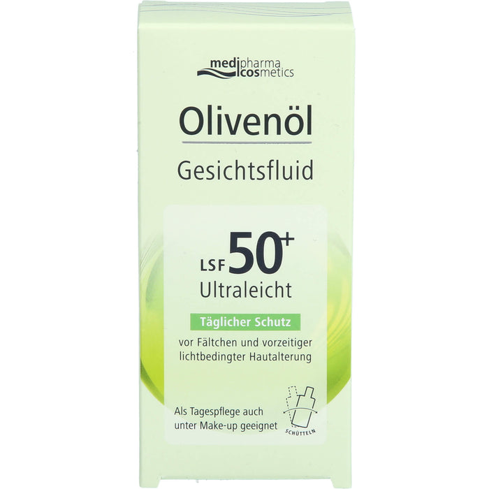 Medipharma Cosmetics Olivenöl Gesichtsfluid LSF 50+ ultraleicht täglicher Schutz vor Fältchen, 50 ml Lösung