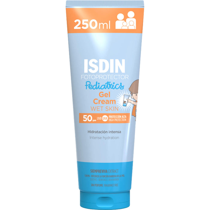 ISDIN Pediatrics Gel Cream LSF 50 wasserfeste Sonnencreme für Kinder und Babys, 250 ml Creme