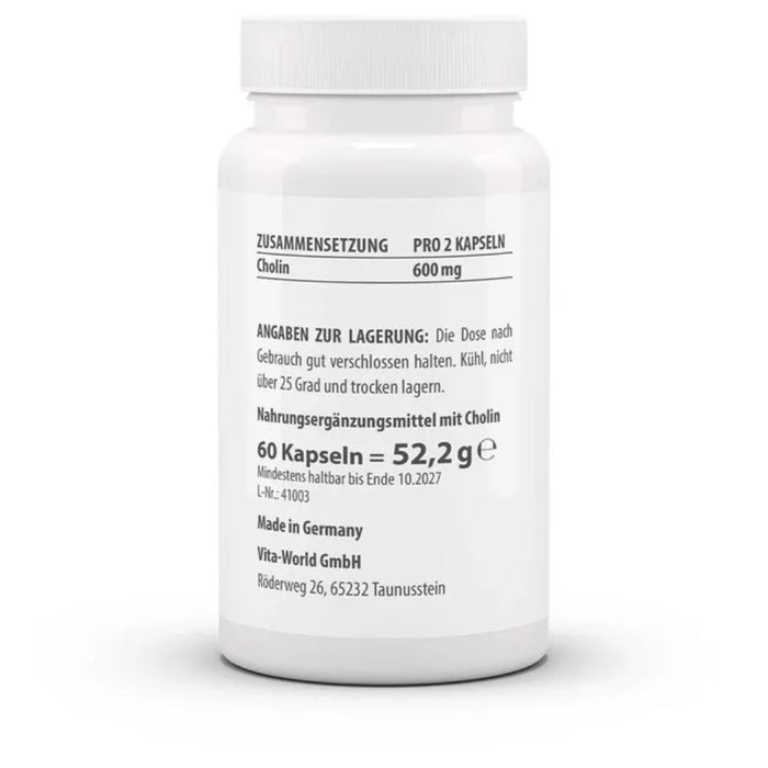 Vitaworld Cholin 600 mg Kapseln, 60 St. Kapseln