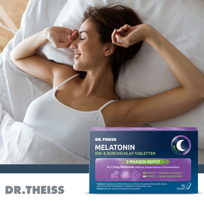 DR. THEISS Melatonin Ein- & Durchschlaf-Tabletten, 15 St., 15 pcs. Tablets