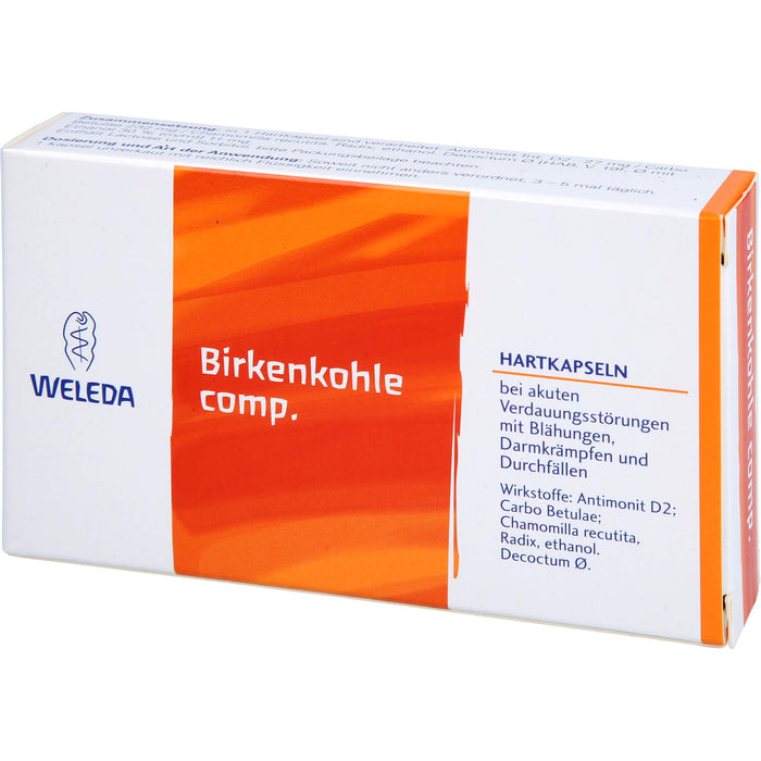 WELEDA Birkenkohle comp. Hartkapseln bei akuten Verdauungsstörungen, 20 pc Capsules