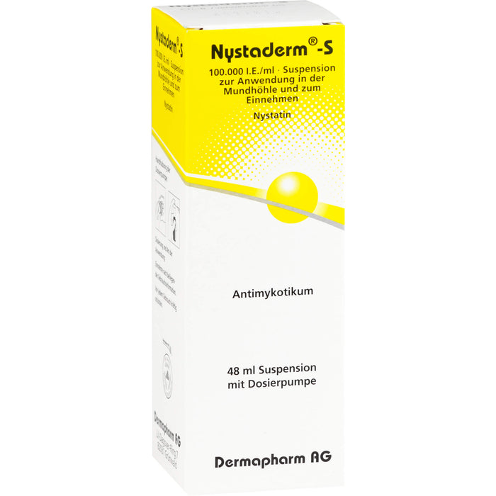 Nystaderm-S 100.000 I.E./ml Suspension zur Anwendung in der Mundhöhle und zum Einnehmen, 48 ml Solution