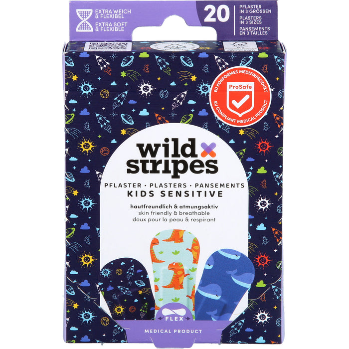 Wild Stripes Kids Sensitive Pflaster Space hautfreundlich und atmungsaktiv, 20 St. Pflaster