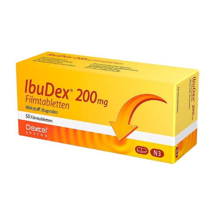 IbuDex 200 mg Filmtabletten bei Schmerzen und Fieber, 50 pc Tablettes