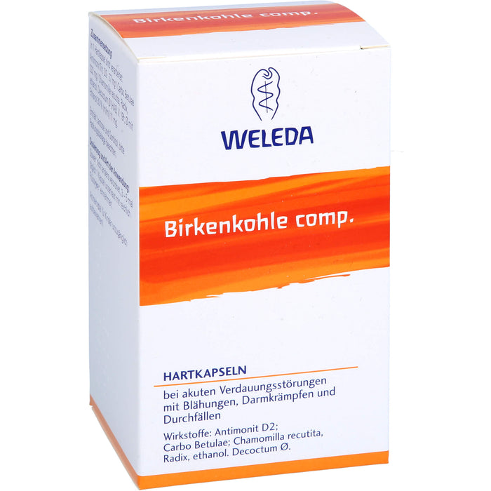 WELEDA Birkenkohle comp. Hartkapseln bei akuten Verdauungsstörungen mit Blähungen, Verdauungskrämpfen und Durchfällen, 50 pcs. Capsules