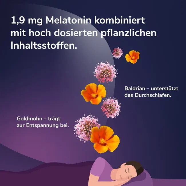 Lunalaif Guter Schlaf Kombi Depot Tabletten mit 1,9 mg Melatonin, Baldrian und Goldmohn, 30 St. Tabletten