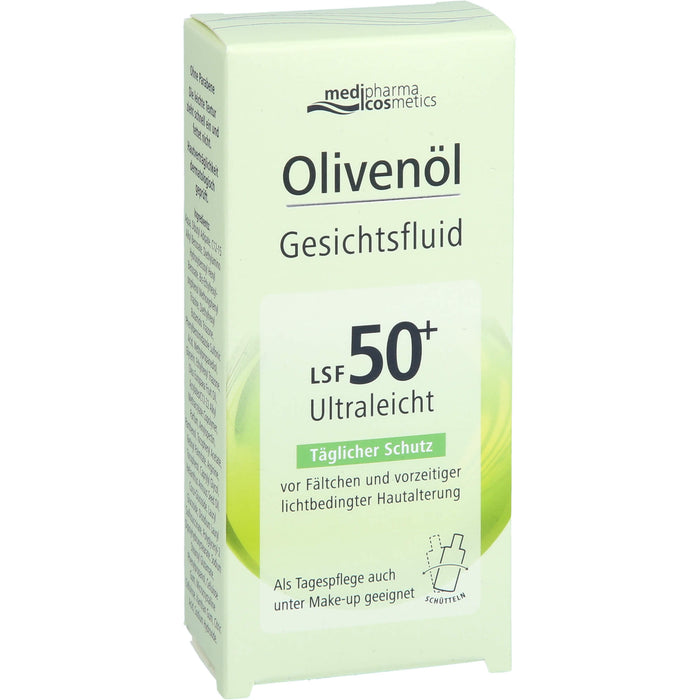Medipharma Cosmetics Olivenöl Gesichtsfluid LSF 50+ ultraleicht täglicher Schutz vor Fältchen, 50 ml Solution