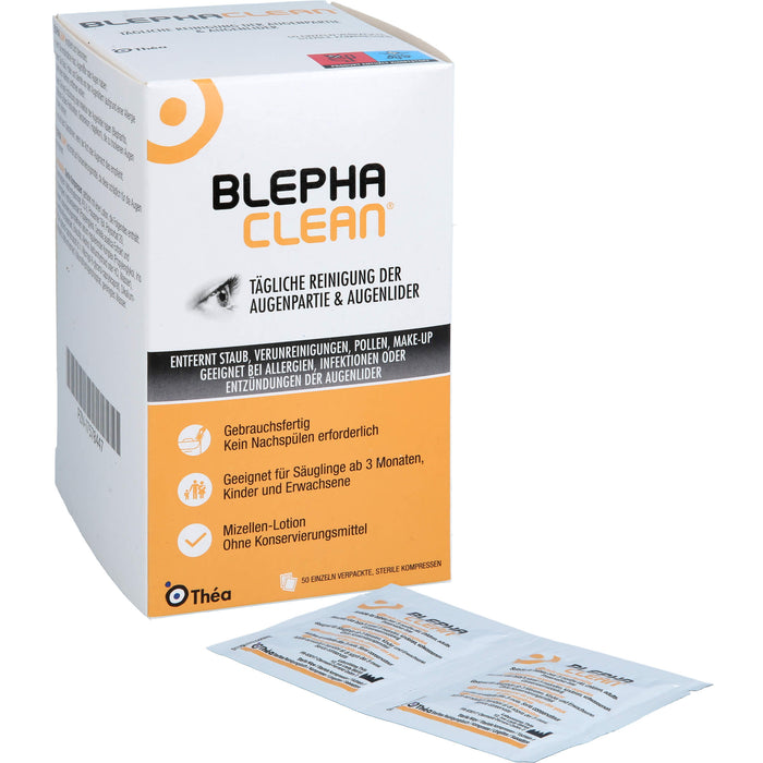 Blephaclean sterile Kompressen zur täglichen Reinigung der Augenpartie und Augenlider, 50 pcs. Compresses