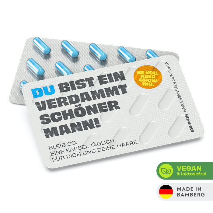 BIO-H-TIN Hair Essentials Men forte: Abgestimmte Nährstoffkombination für Männerhaare, 30 pcs. Capsules