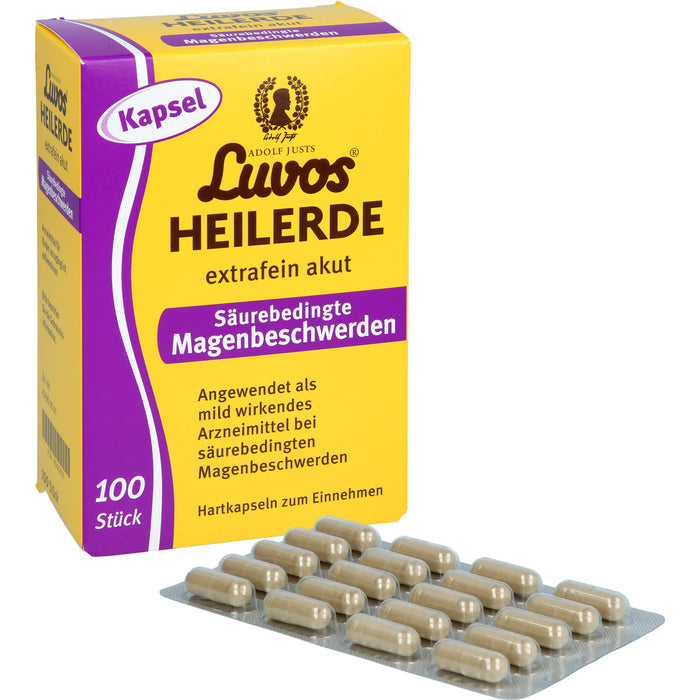 Luvos Heilerde extrafein akut Hartkapseln bei säurebedingten Magenbeschwerden, 100 pc Capsules