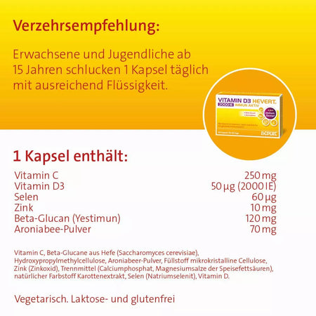 Vitamin D3 Hevert 2000 I.E. Immun Aktiv, 30 St. Kapseln