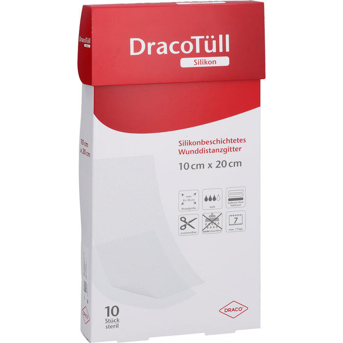DracoTüll Silikon 10 x 20 cm steril, 10 pcs. dressing