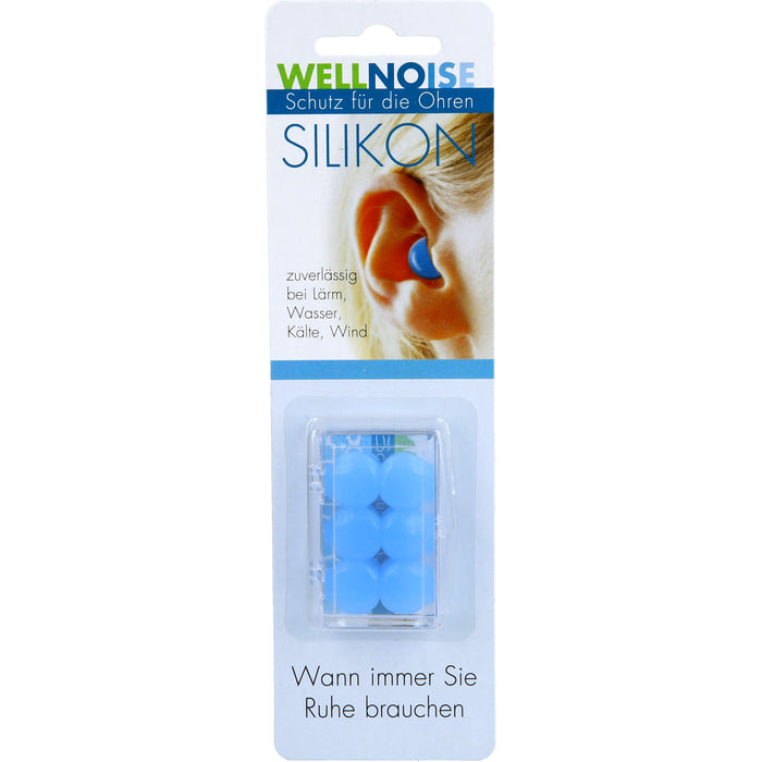 WELLNOISE Silikon blau Ohrenstopfen, 6 St. Ohrstöpsel