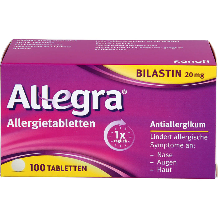Allegra Allergietabletten 20 mg Bilastin bei Heuschnupfen und ganzjährigen Allergien, 100 St. Tabletten