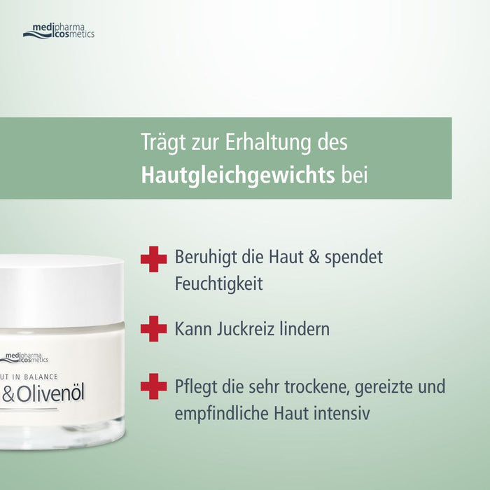 medipharma cosmetics Haut in Balance Urea & Olivenöl Gesichtspflege Creme, 50 ml Creme