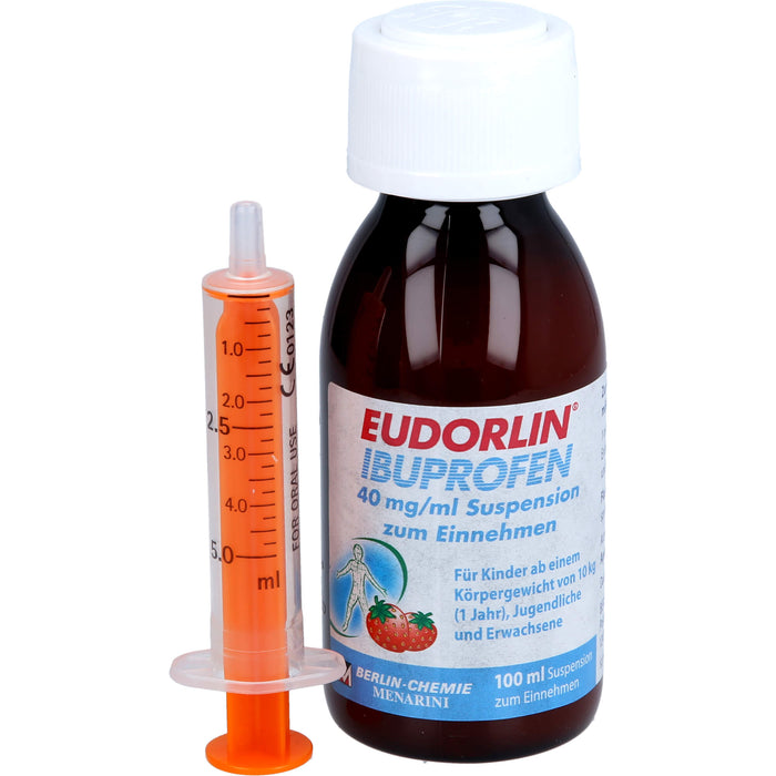 EUDORLIN Ibuprofen 40 mg/ml Suspension bei Schmerzen oder Fieber mit Erdbeergeschmack, 100 ml Solution