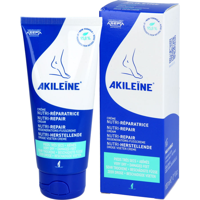 AKILEINE Nutri-Repair Regenerations-Fußcreme für sehr trockene Haut, 100 ml Crème